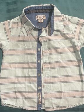 Original Penguin Mint Green & Light Pink Striped Button-Down